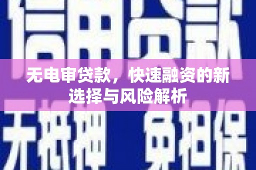 泾阳无电审贷款，快速融资的新选择与风险解析