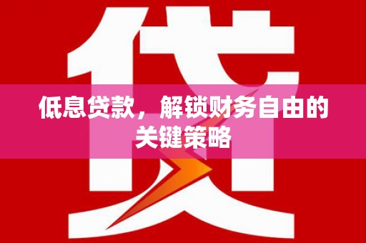泾阳低息贷款，解锁财务自由的关键策略