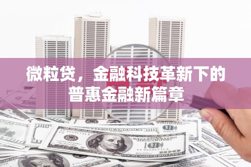 泾阳微粒贷，金融科技革新下的普惠金融新篇章