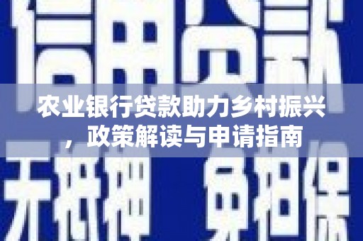 泾阳农业银行贷款助力乡村振兴，政策解读与申请指南