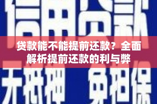 泾阳贷款能不能提前还款？全面解析提前还款的利与弊
